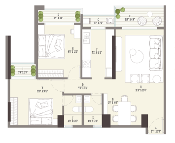 Kolte Patil Project La Vita Vashi 2 BHK Plan
